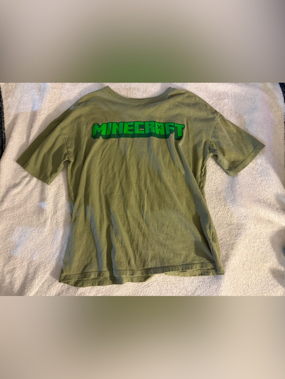 Old Navy Olive Green Minecraft Logo Tee